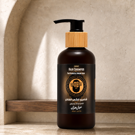 Diggn'It Luxury Hair Shampoo | MISK 250 mL full pump bottle in a warm mineral niche