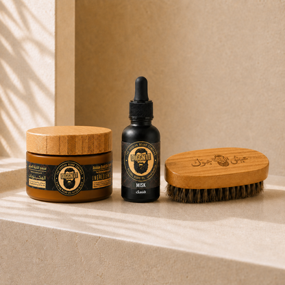 Soft Beard Kit with Misk Arabian Beard Oil, Beard Softener, and Bamboo Beard Brush