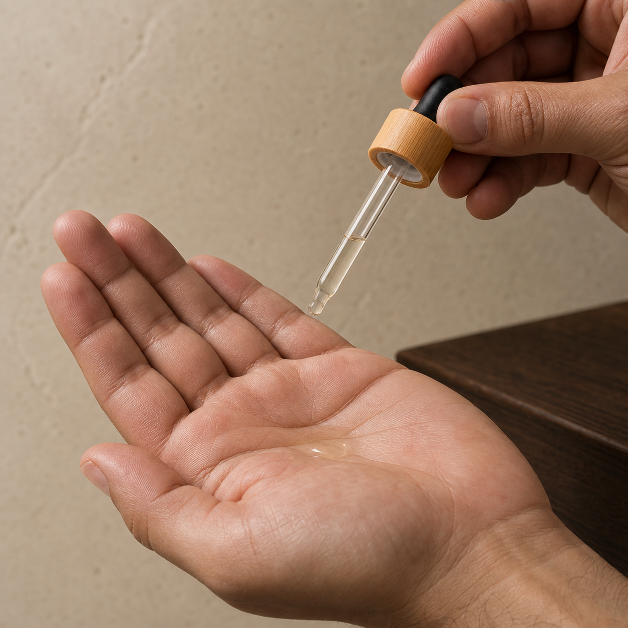 Small amount of Arabian Hair Oil in the palm
