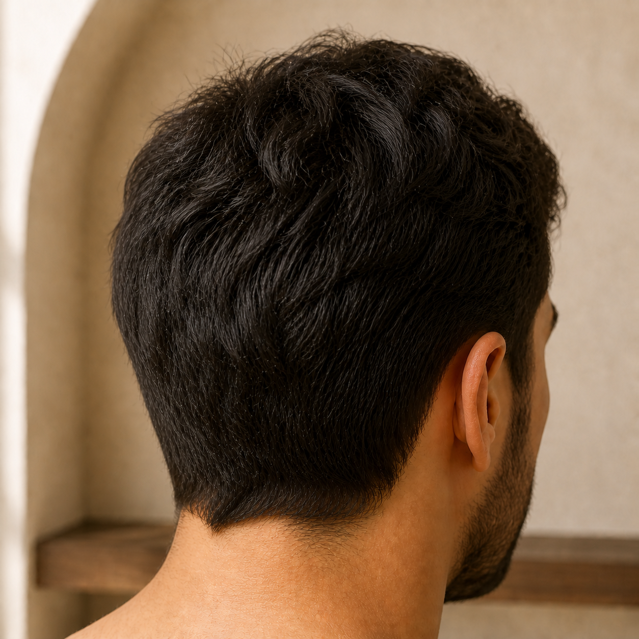 Clean naturally groomed hair after washing