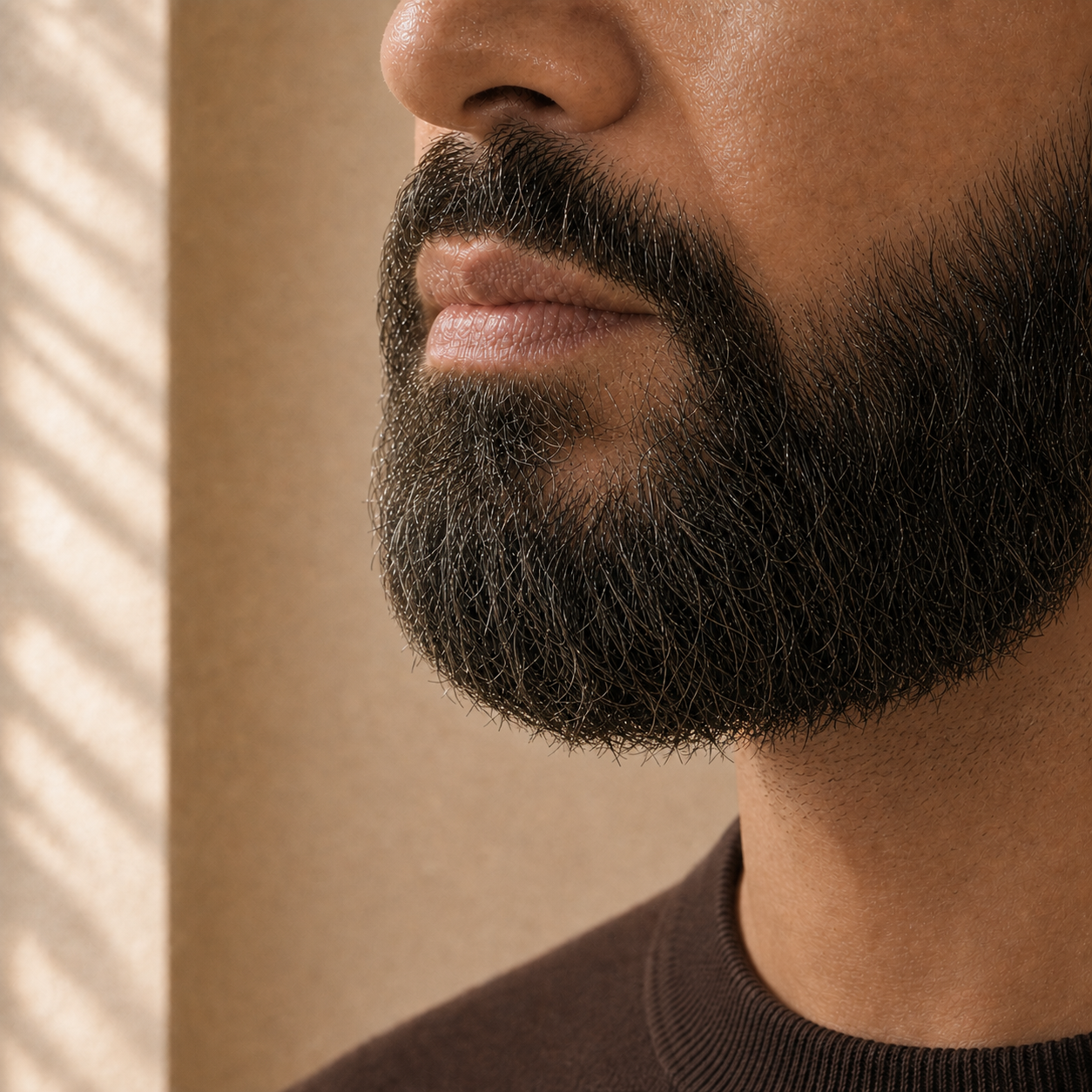 Dry beard with a soft, controlled finish