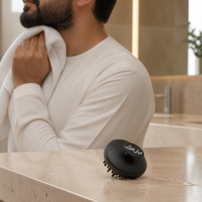 Clean post-rinse beard routine with Diggn'It Beard and Hair Scrubber