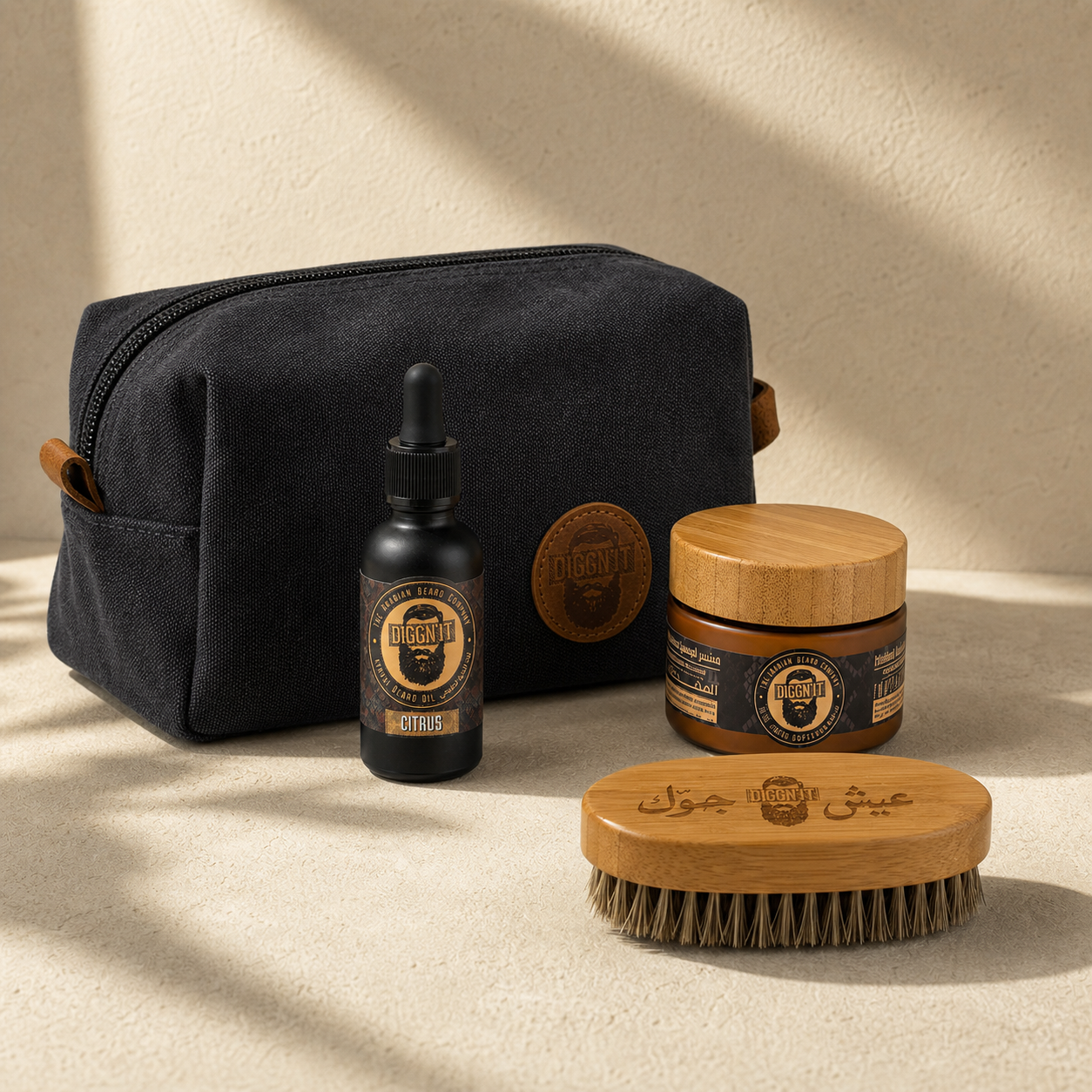 Diggn’It Giftable No-Brainer Kit with Citrus scent and Canvas Black travel bag
