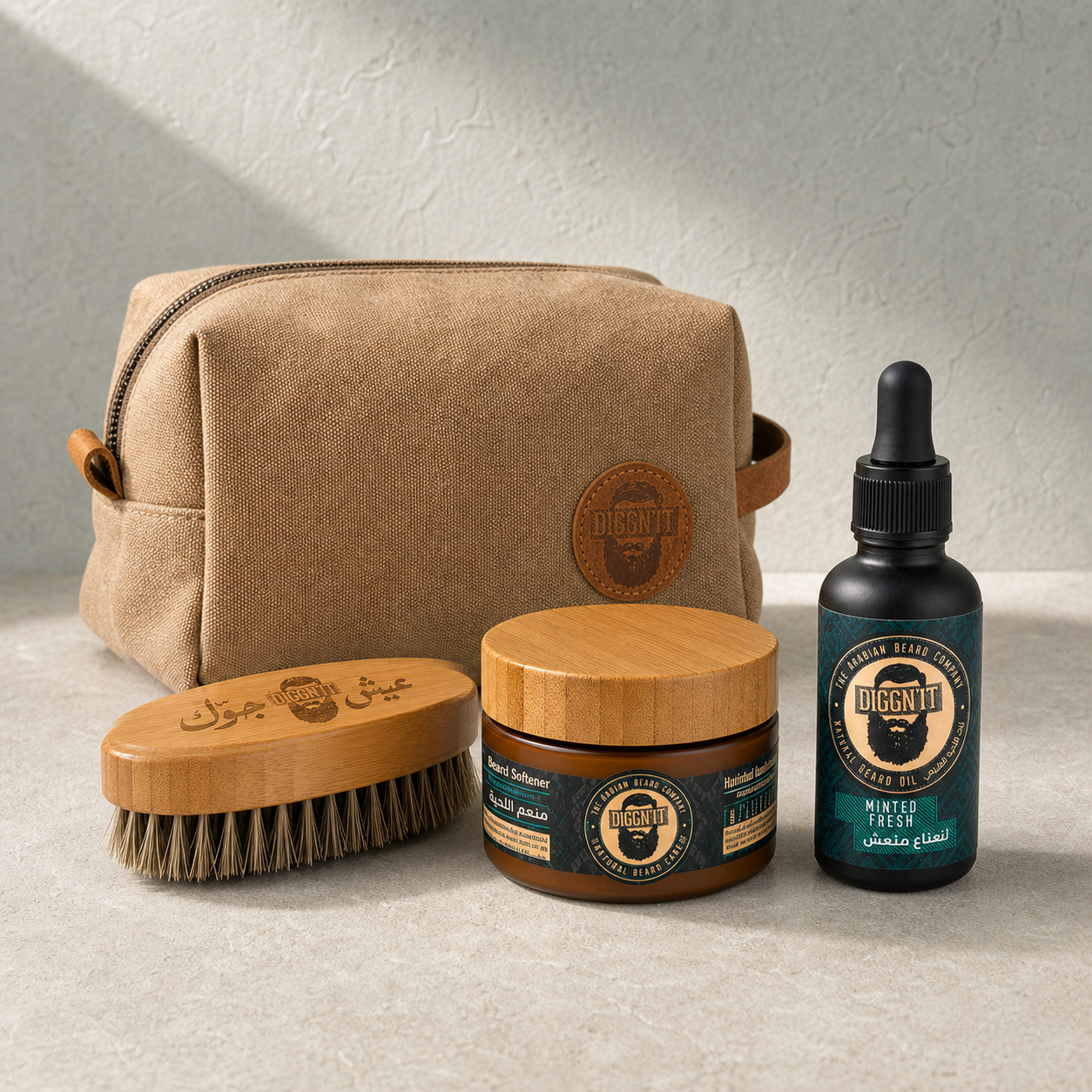 Diggn’It Giftable No-Brainer Kit with Minted Fresh scent and Canvas Brown travel bag