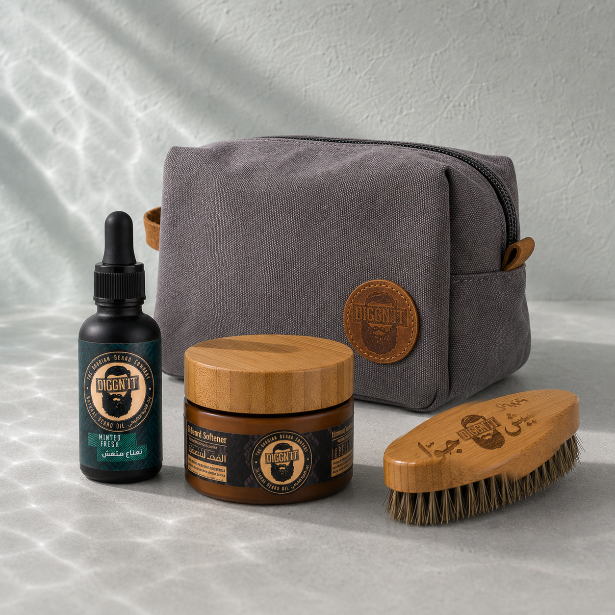 Diggn’It Giftable No-Brainer Kit with Minted Fresh scent and Canvas Grey travel bag