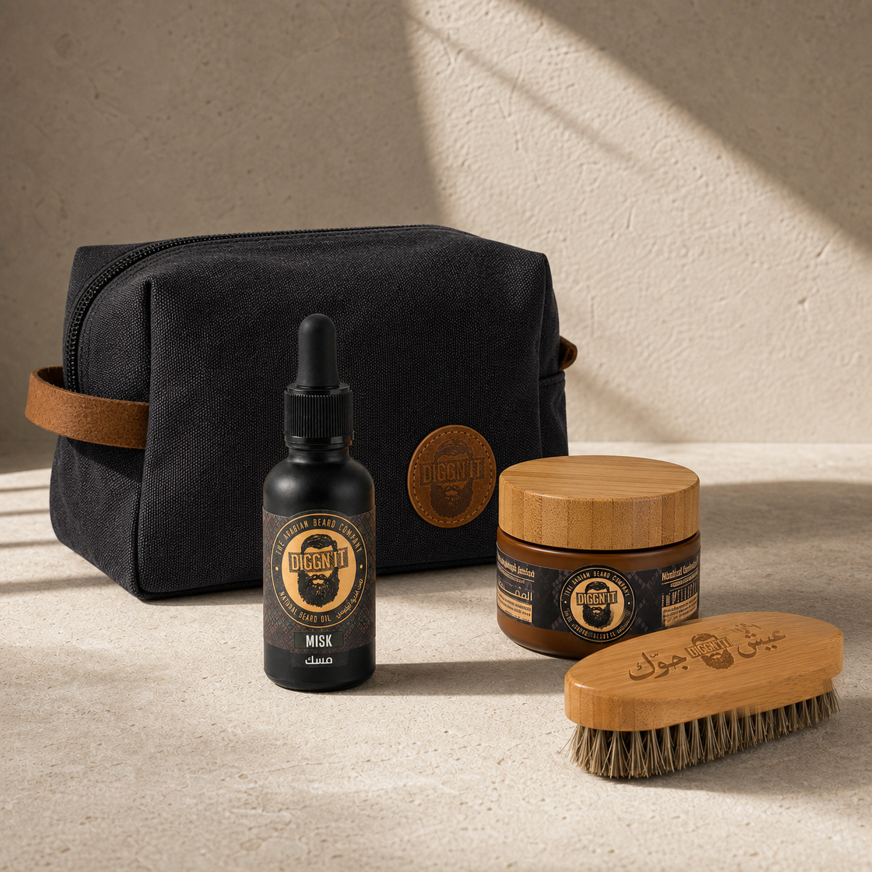 Diggn’It Giftable No-Brainer Kit with Misk scent and Canvas Black travel bag