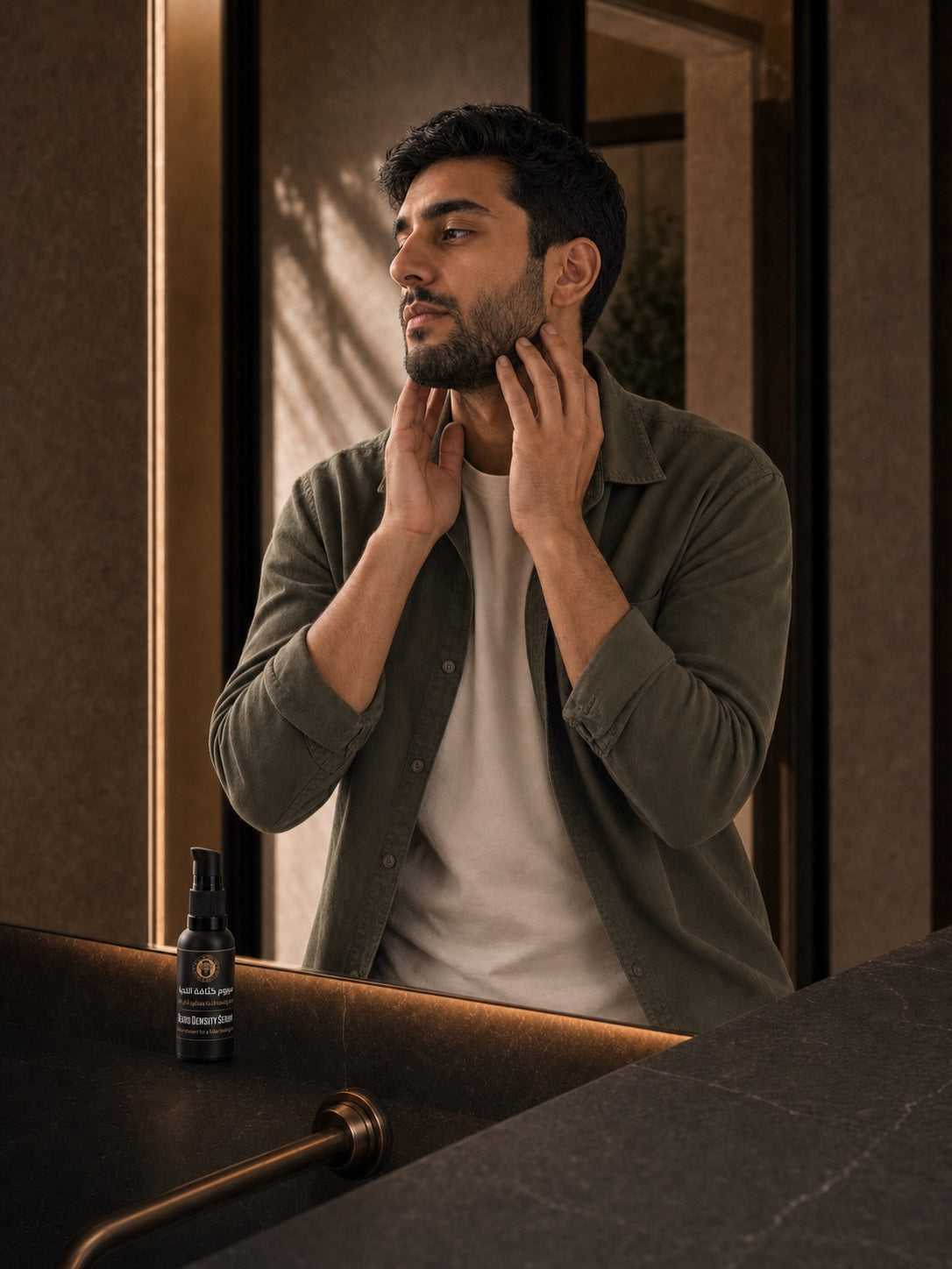 Target the beard area, once daily.