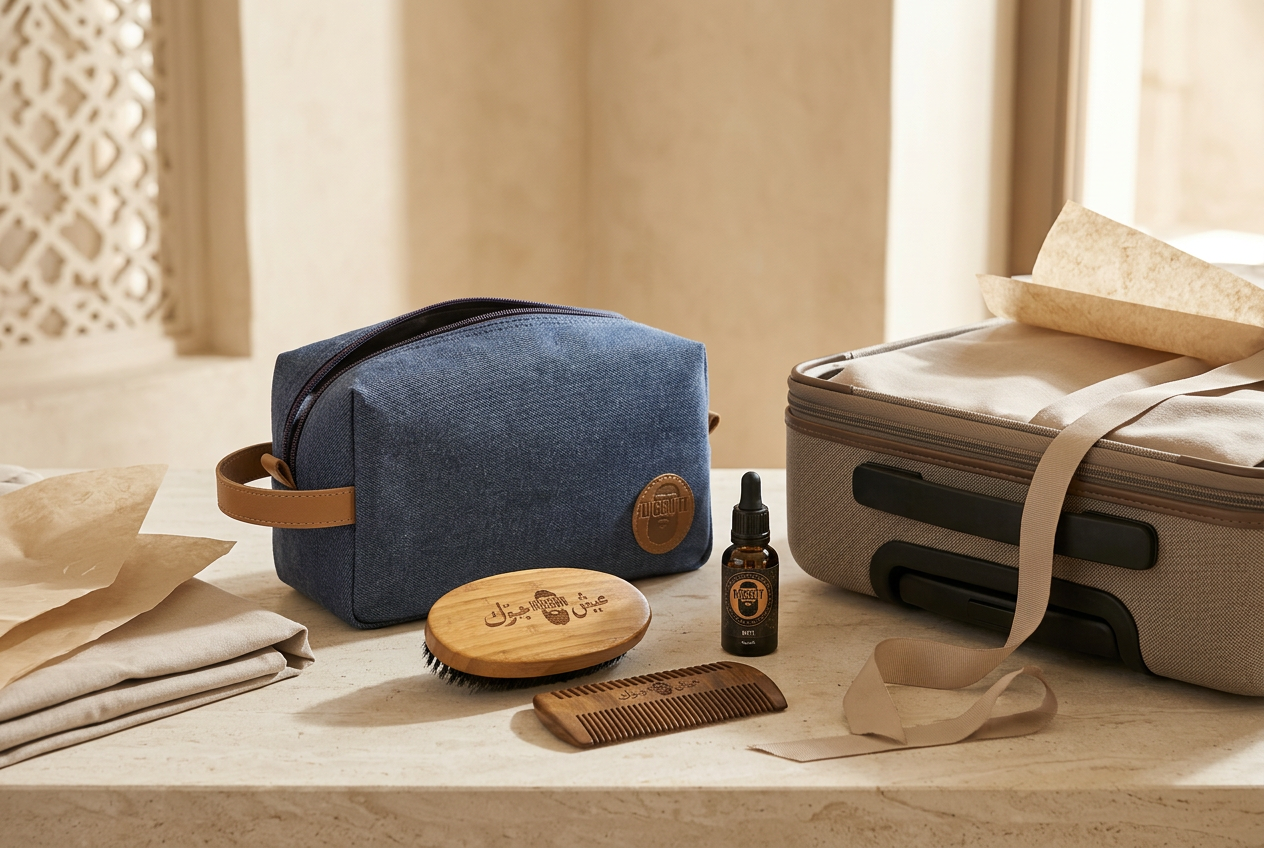 Diggn'It grooming gift set with bag, brush, and oil